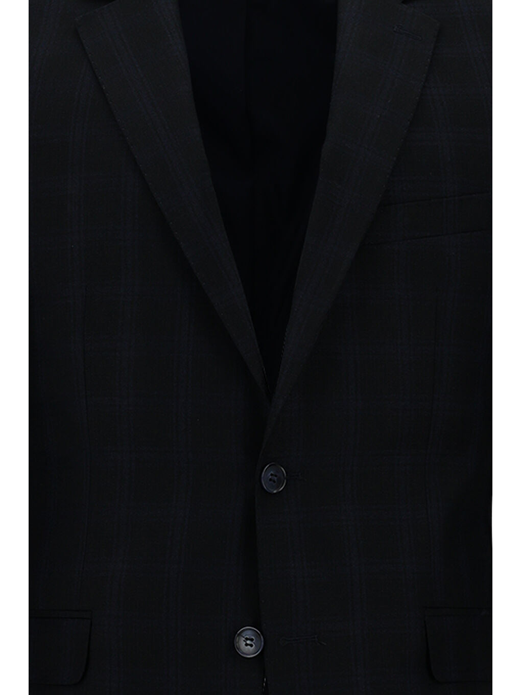 Lacivert Regular Fit Ekose Takım Elbise-3