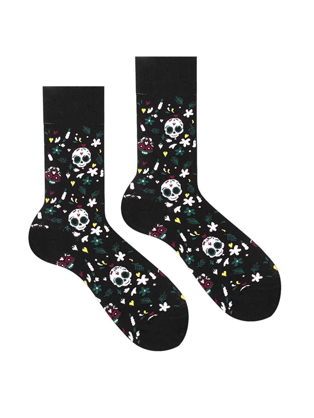 Siyah Kuru Kafa Desenli Çorap-1