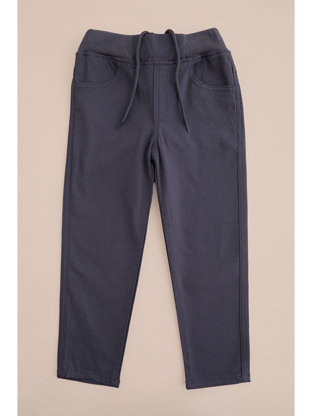 Gri Beli Bağcıklı Gabardin Kumaş Unisex Çocuk Pantolon-3