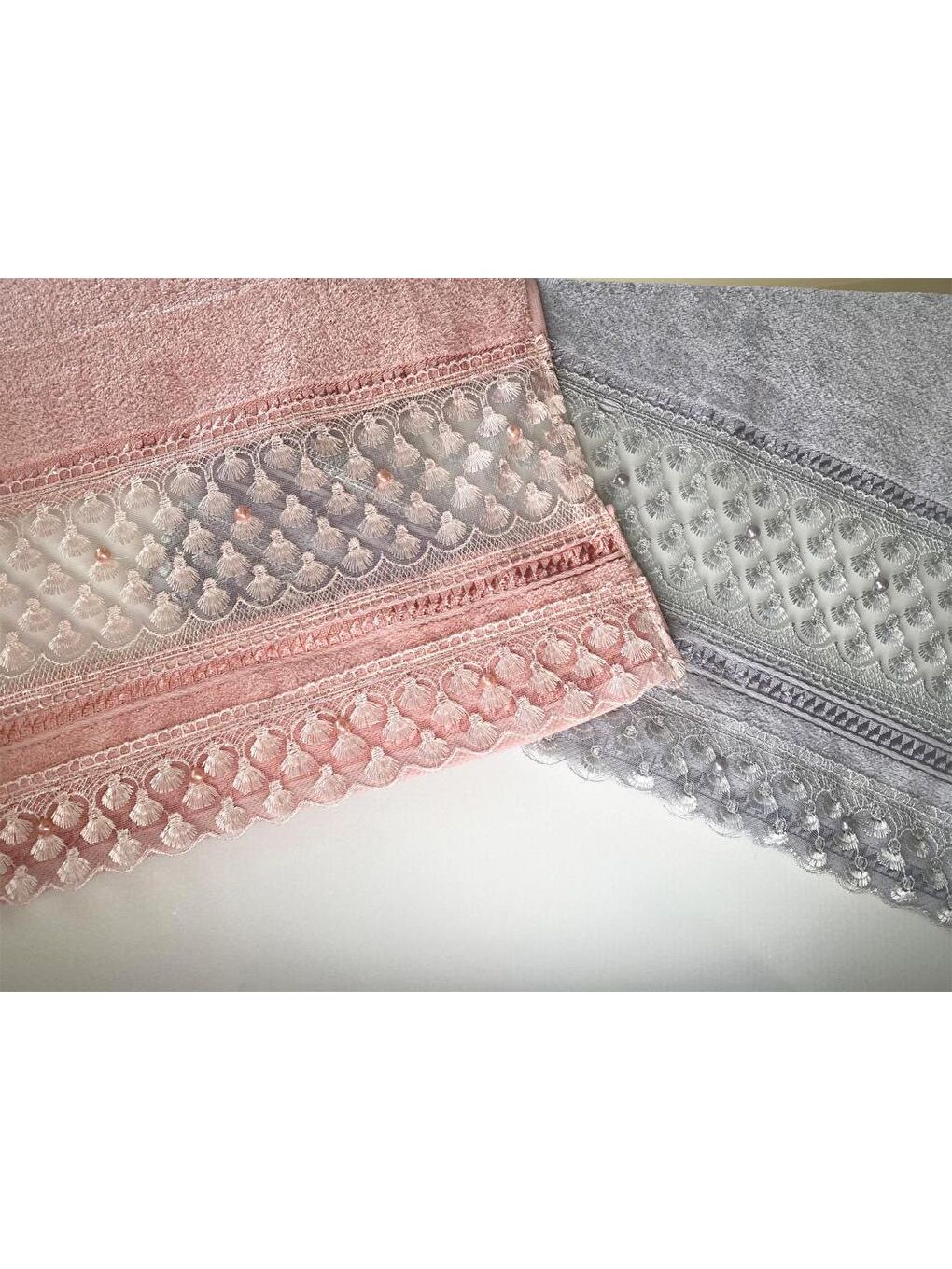 Karışık Derska 4lü Dantelli Çeyizlik Havlu Takımı-5