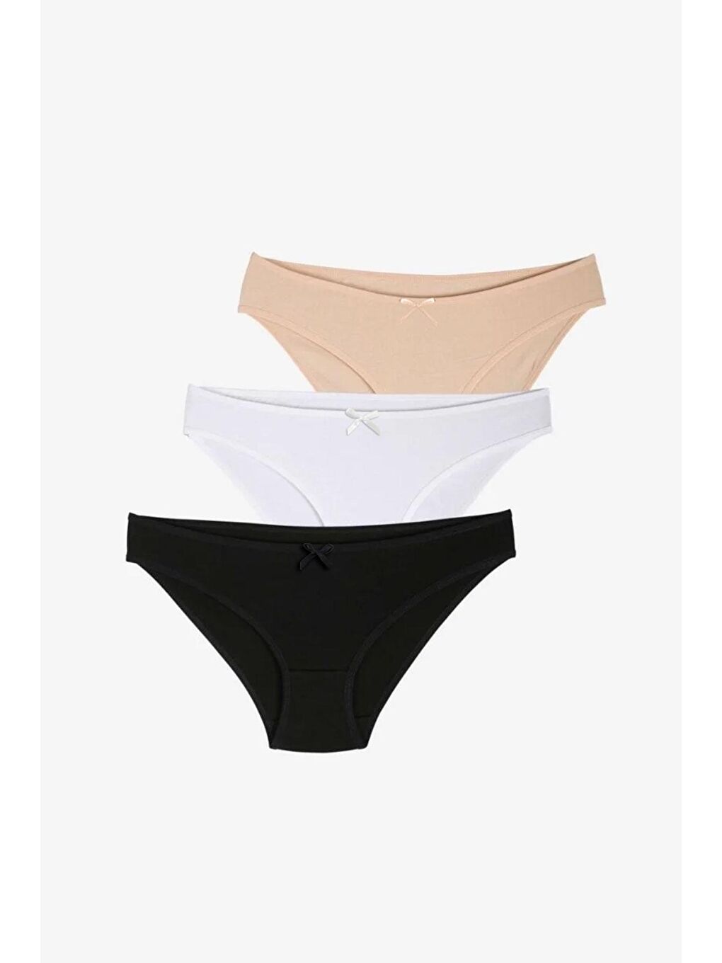 Beyaz Pamuklu Düz Renk Kadın Külot Slip 3'lü paket | 25805