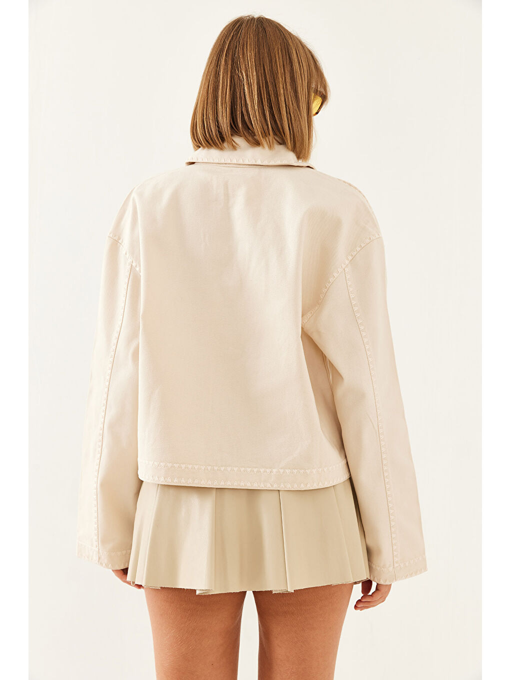 Bej Kadın İşlemeli Ceket MBMS-5