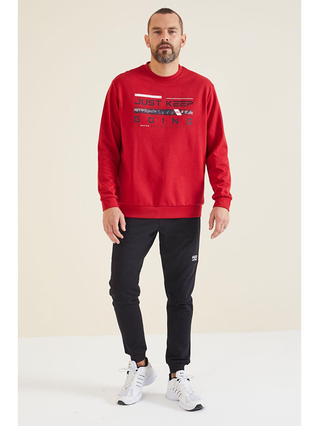 AIR JONES Urien Kırmızı Baskılı Erkek Sweatshirt - 88129 - 1