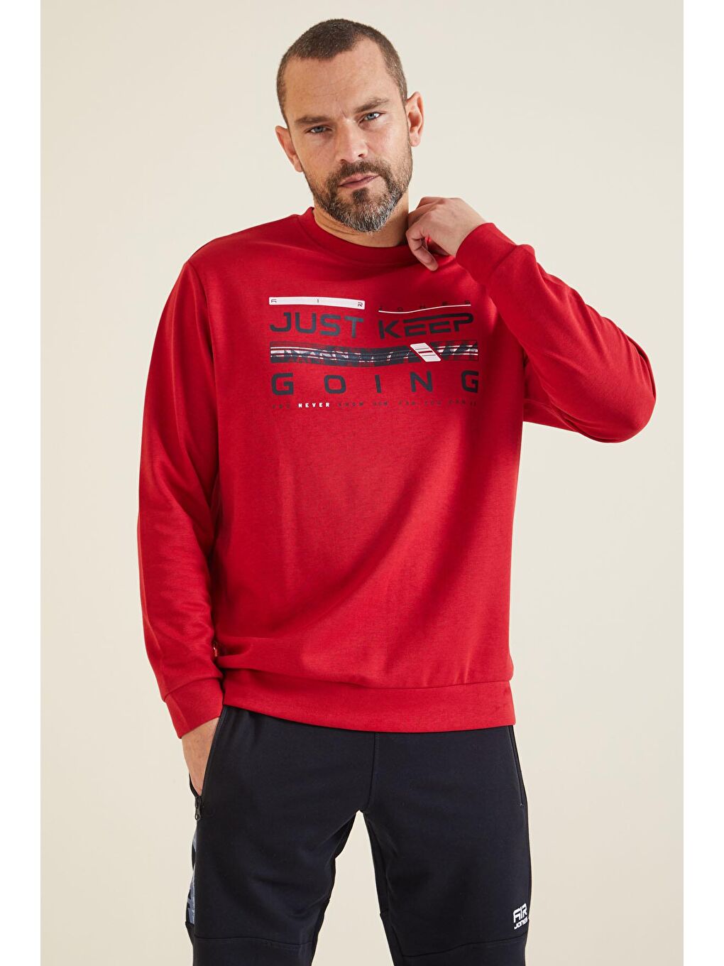 AIR JONES Urien Kırmızı Baskılı Erkek Sweatshirt - 88129 - 2