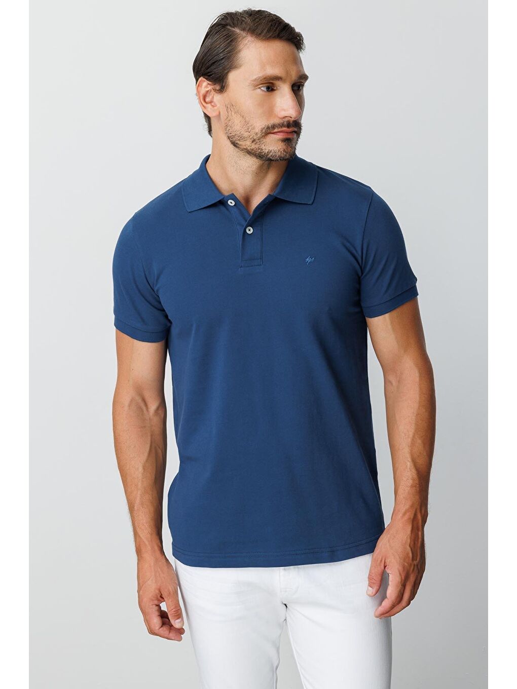 Mavi Marin Modern Fit Dar Kalıp Polo Yaka Düz Kısa Kollu %100 Pamuk Tişört-1