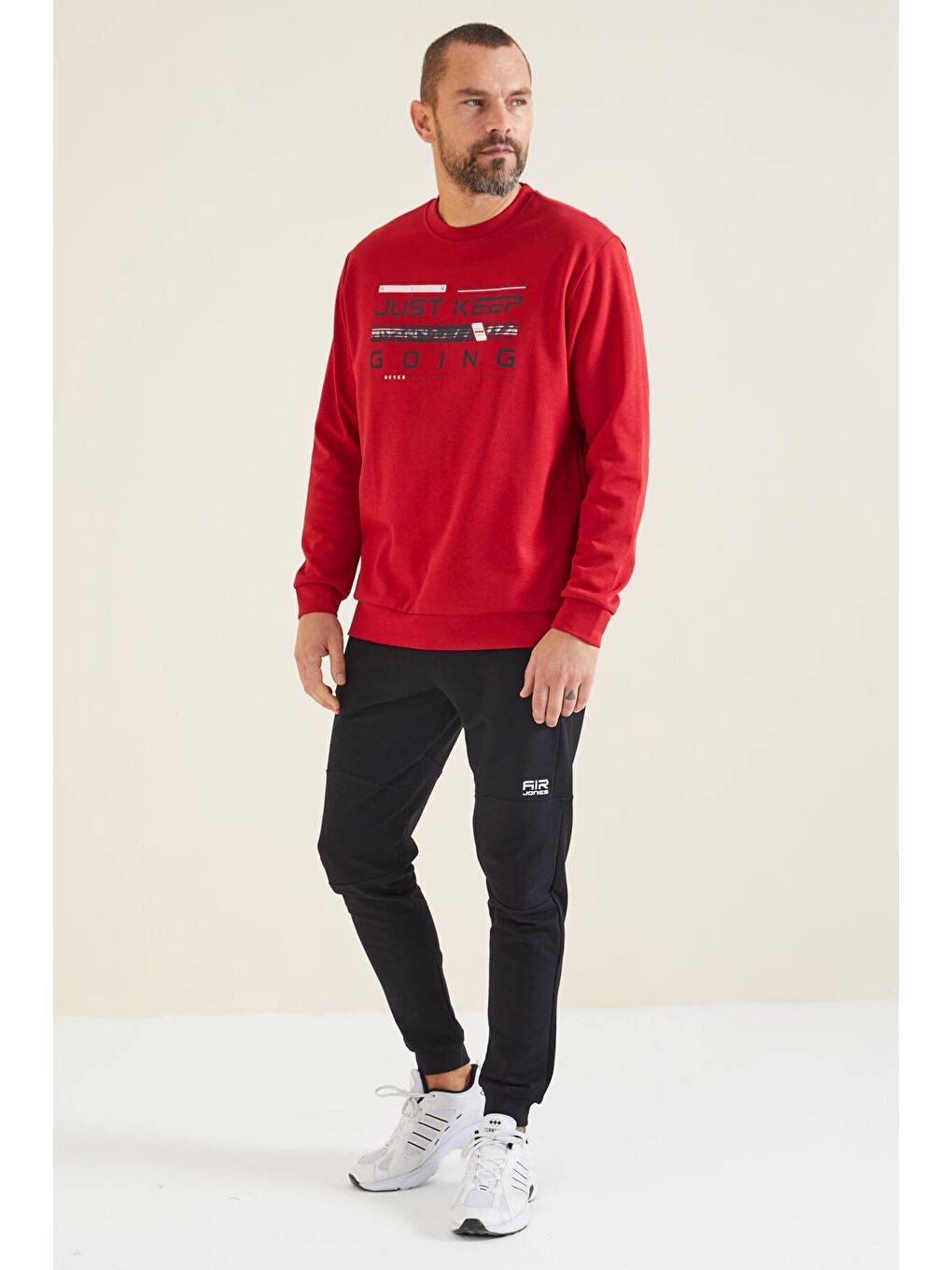 AIR JONES Urien Kırmızı Baskılı Erkek Sweatshirt - 88129 - 3