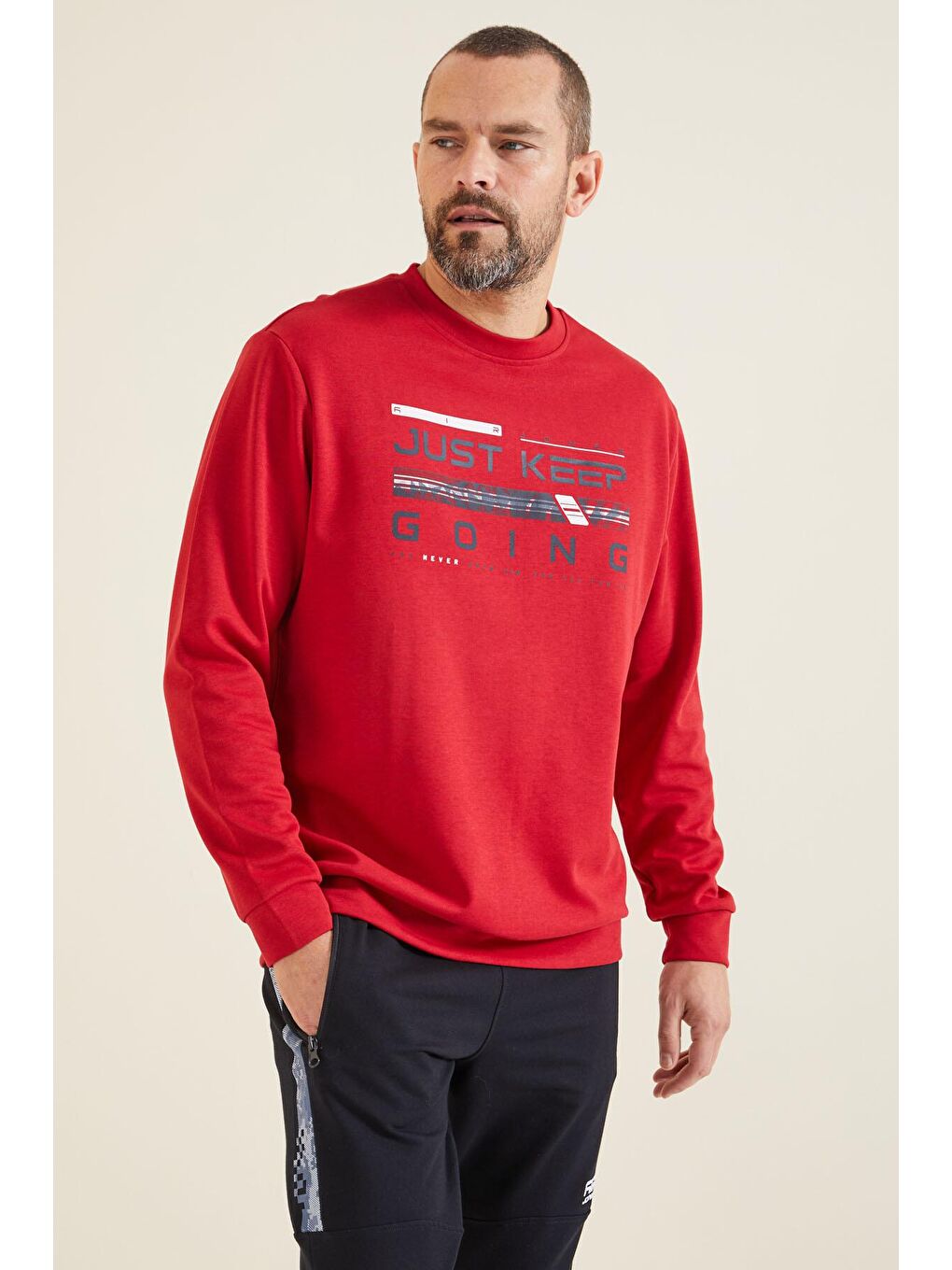 AIR JONES Urien Kırmızı Baskılı Erkek Sweatshirt - 88129 - 4