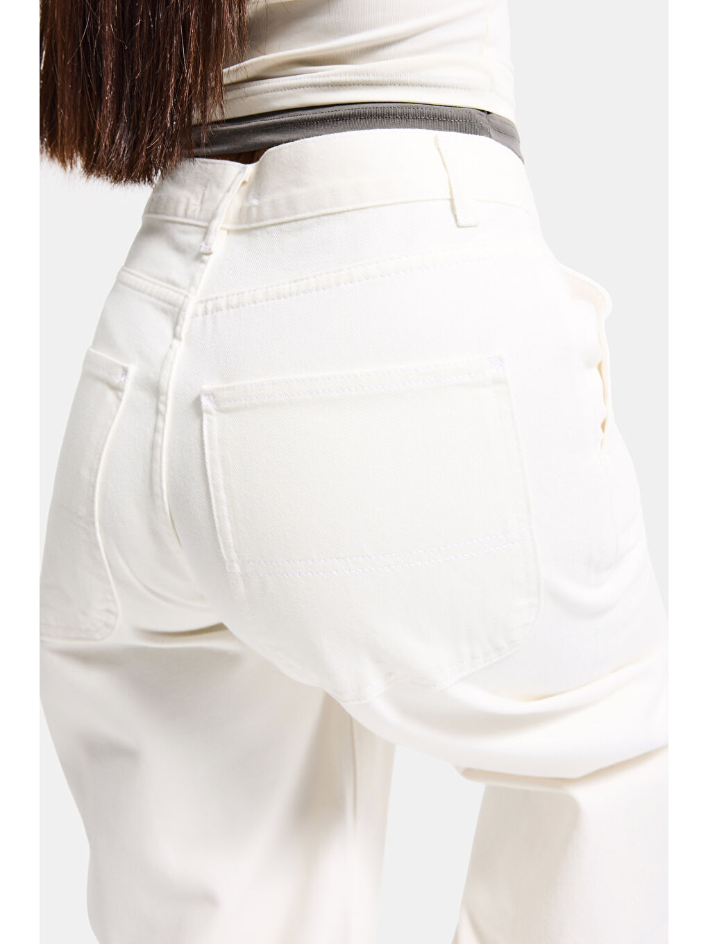 Kadın Kırık Beyaz 7s6-101 Skater Fit Bol Kesim Denim Jean-2