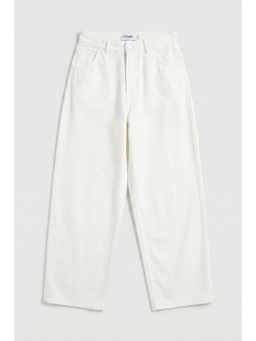 Kadın Kırık Beyaz 7s6-101 Skater Fit Bol Kesim Denim Jean-4