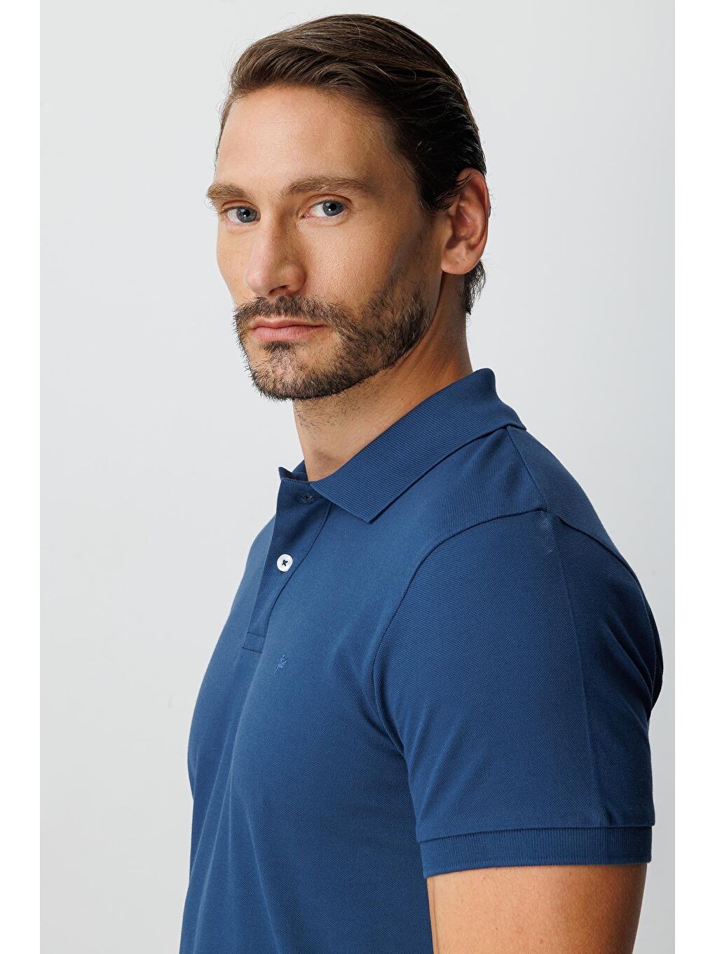 Mavi Marin Modern Fit Dar Kalıp Polo Yaka Düz Kısa Kollu %100 Pamuk Tişört-5