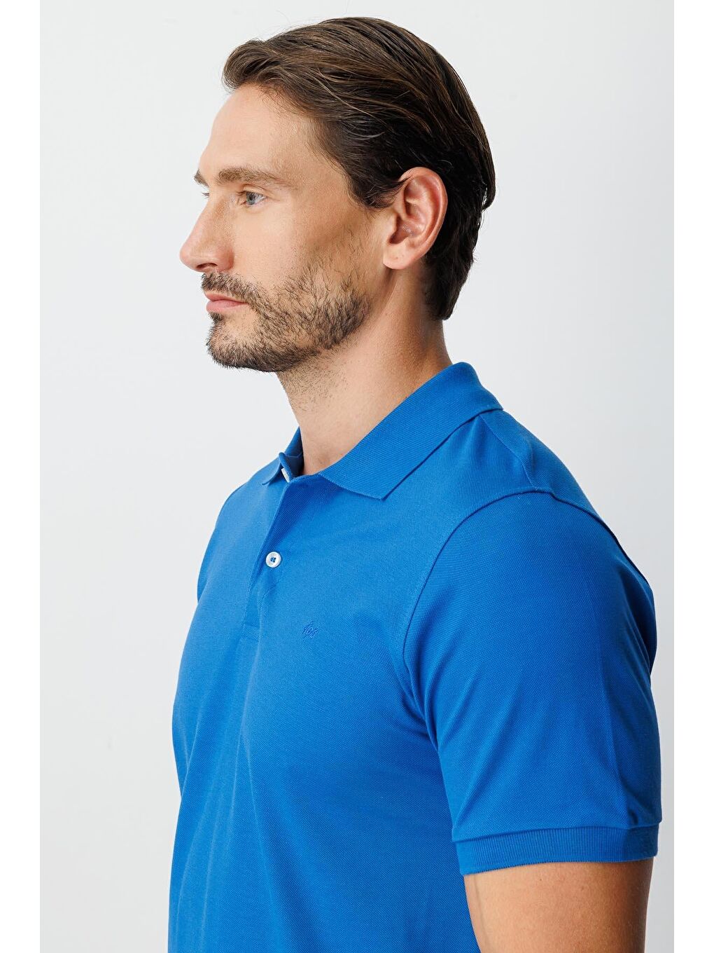 Mavi Saks Modern Fit Dar Kalıp Polo Yaka Düz Kısa Kollu Pamuklu Tişört-3