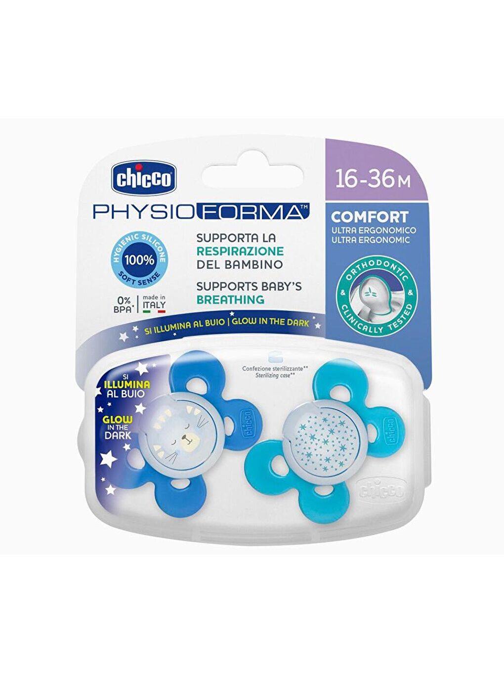 Chicco Renksiz Physio Comfort Silikon Emzik Erkek 12 Ay+ 2 li - 1