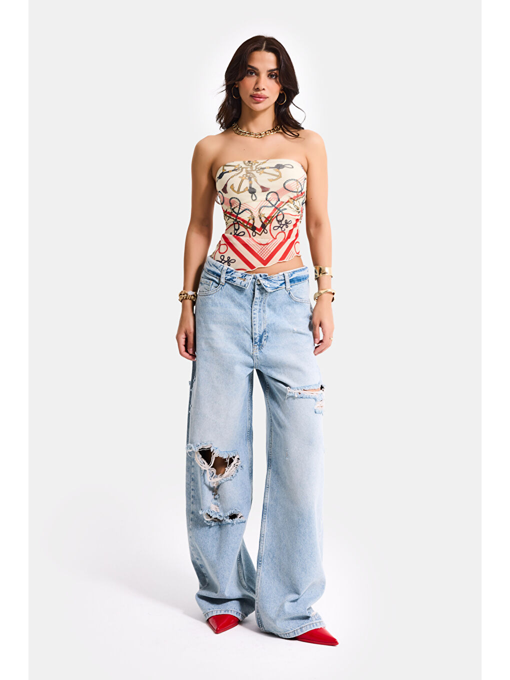 Mavi Kadın Jean Rengi 4s6-32 Straight Fit Kemer Detaylı Özel Tasarım Denim Jean-2