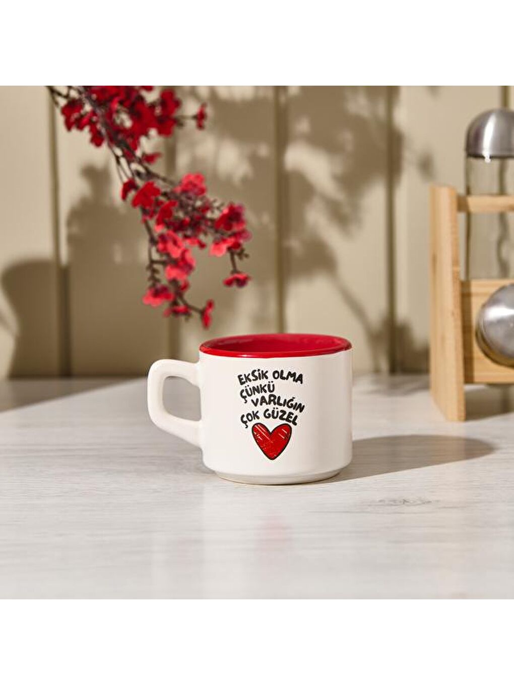 Karışık Eksik Olma Çünkü Varlığın Çok Güzel Sloganlı Venüs Kupa - Renkli - 195 ml