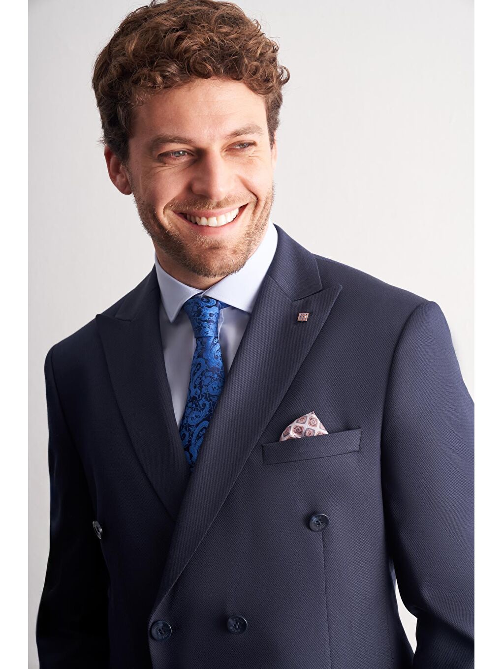 Koyu Lacivert Kılıç Yaka Tam Astar 6 Drop Slim Fit Takım Elbise 1001255158-3