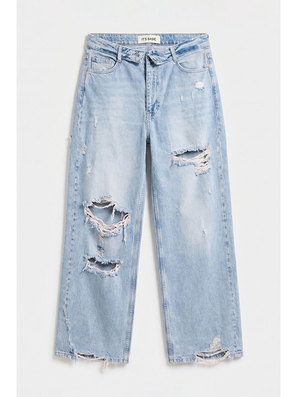 Mavi Kadın Jean Rengi 4s6-32 Straight Fit Kemer Detaylı Özel Tasarım Denim Jean-3