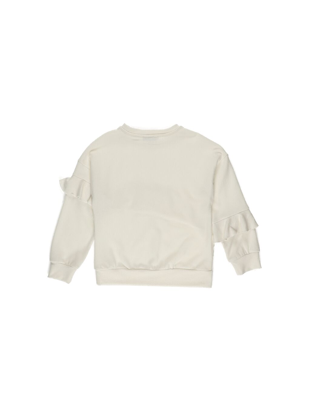 Ekru Kız Çocuk Volan Detaylı Uzun Kollu Triko-1