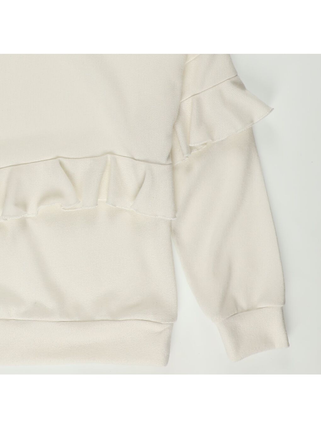 Ekru Kız Çocuk Volan Detaylı Uzun Kollu Triko-2