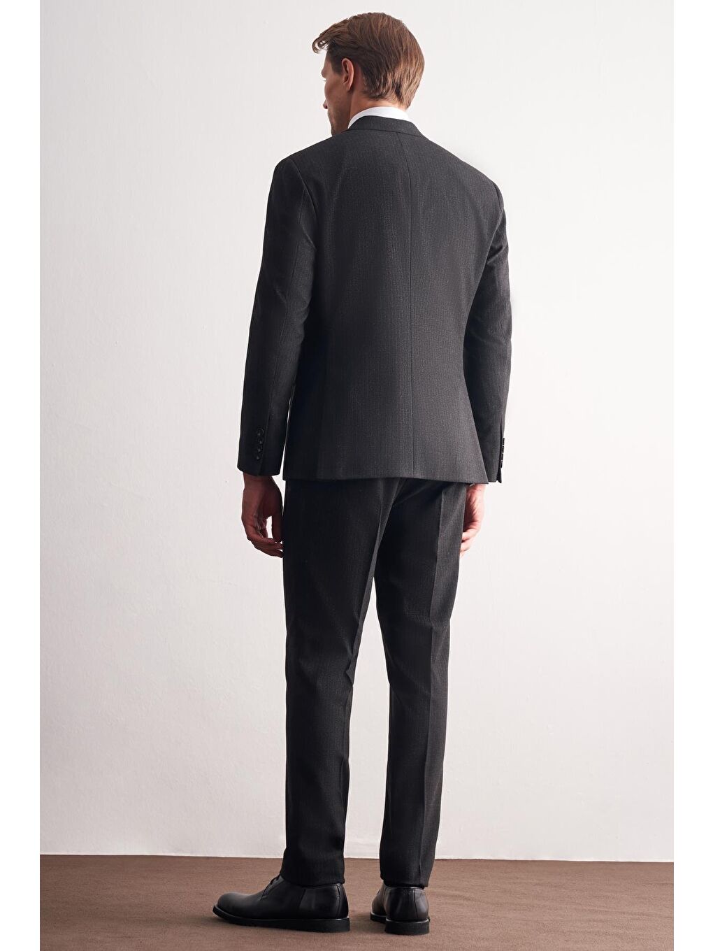 Siyah Kırlangıç Yaka Çizgili Desen Kruvaze Esnek 6 Drop Slim Fit Classic Takım Elbise 1001255165-4