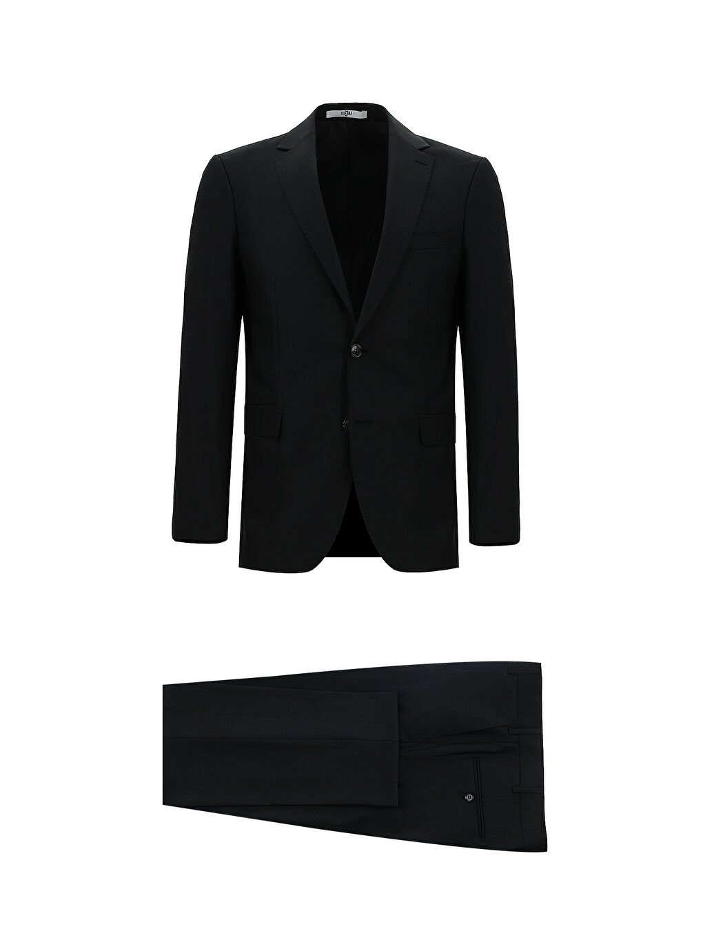 Siyah Yünlü Klasik Desenli Takım Elbise