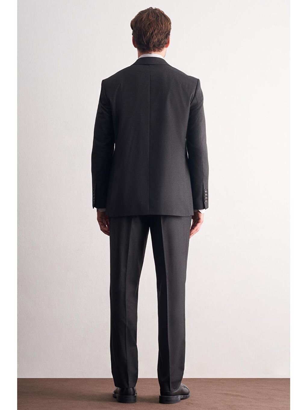 Antrasit Mono Yaka Kendinden Çizgili Desen Esnek 4 Drop Comfort Fit Classic Takım Elbise 1001255159-4