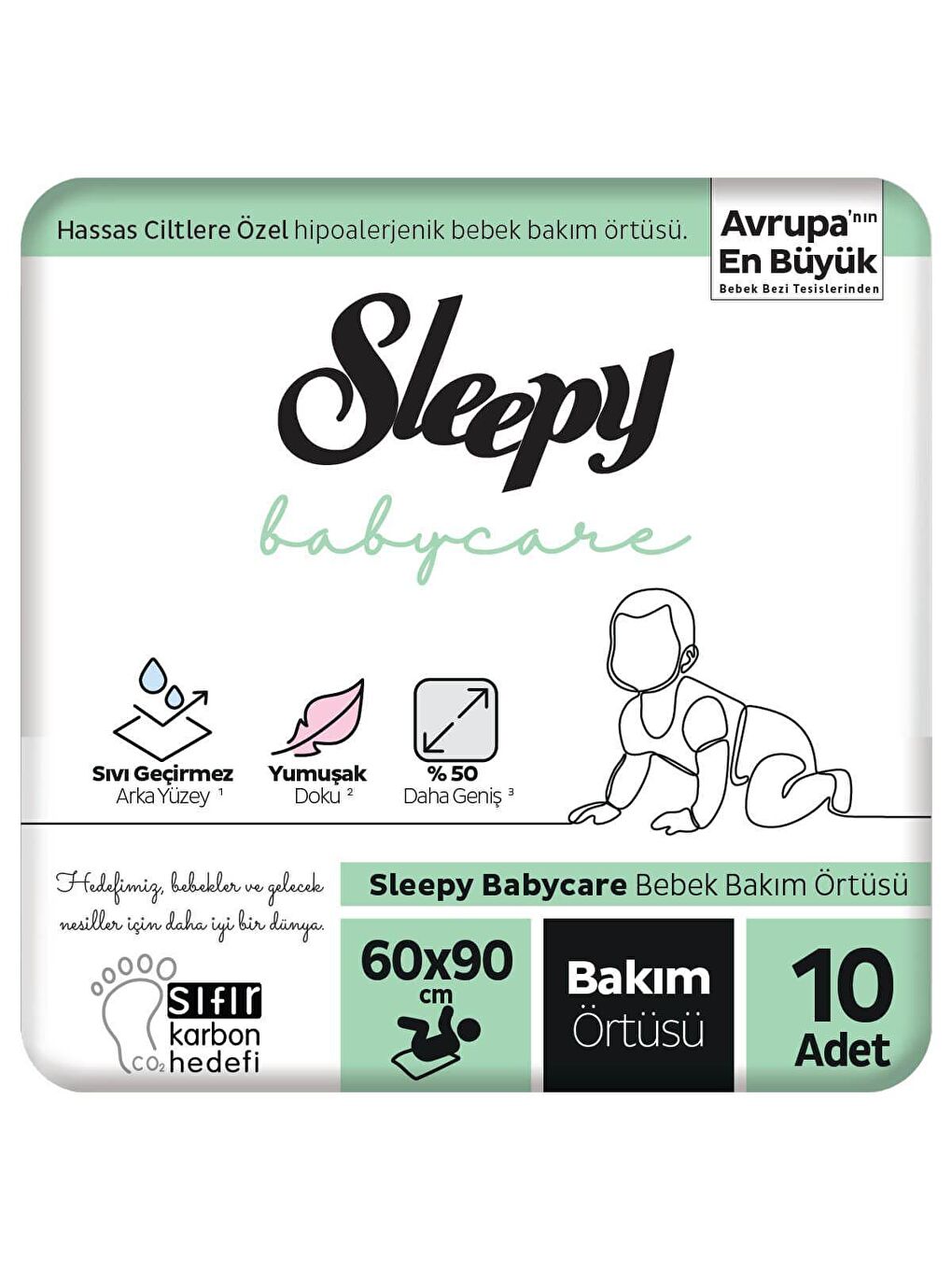 Sleepy Beyaz Babycare Bebek Bakım Örtüsü 60x90 cm 10 Adet