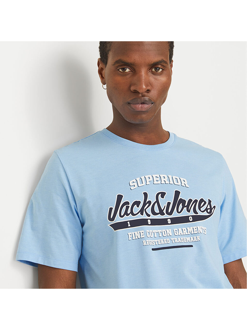 Logo O Neck 2 Col Erkek Mavi Yuvarlak Yaka Spor Tişört-3