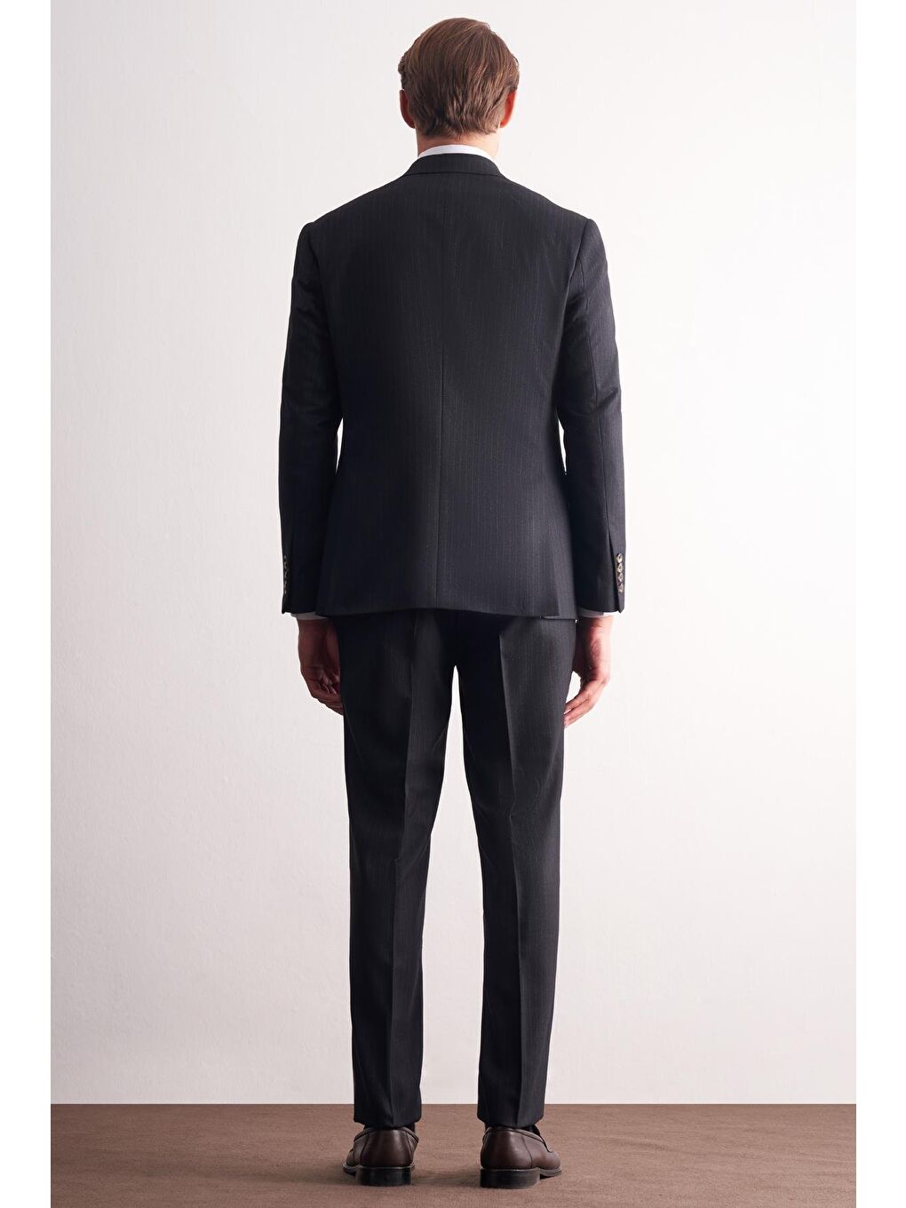 Lacivert Kırlangıç Yaka Çizgili Desen Slim Fit 6 Drop Takım Elbise 1001255166-4