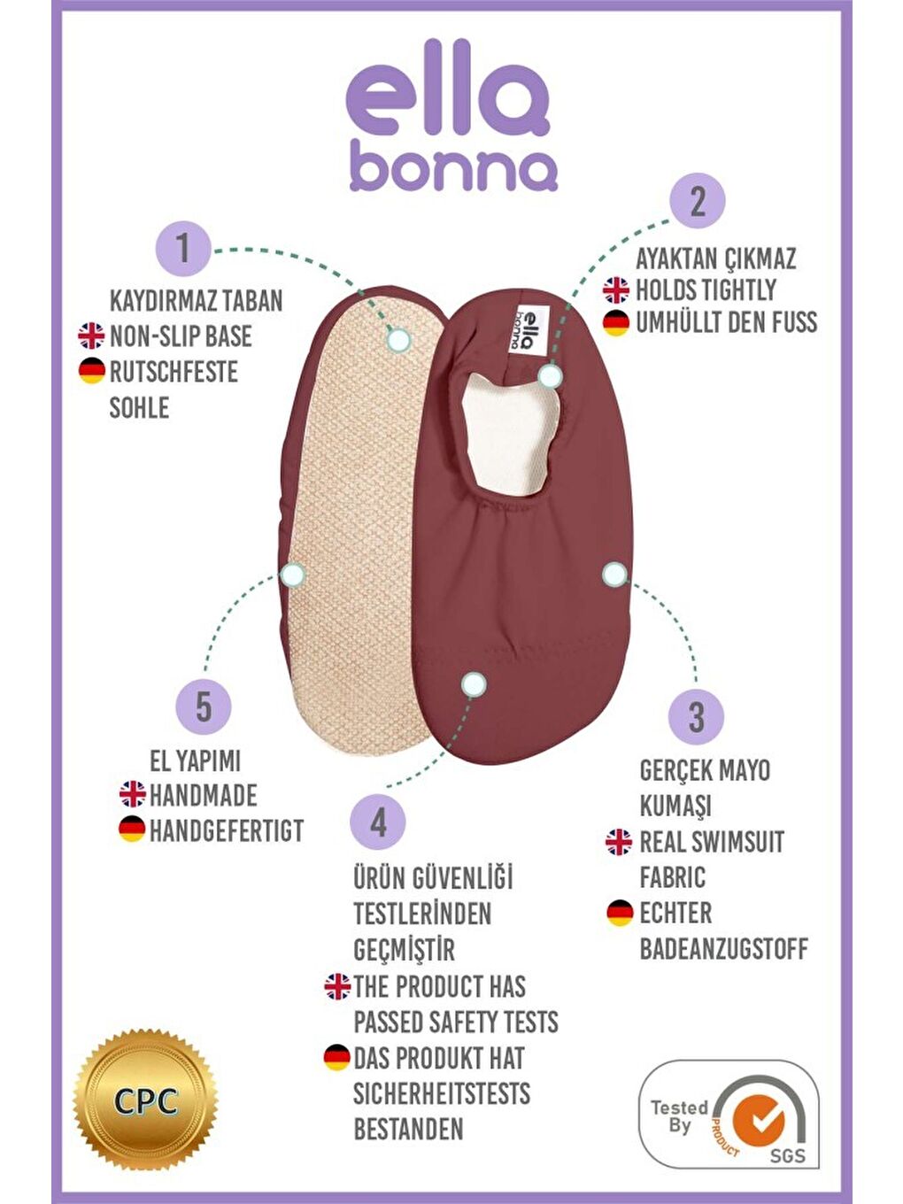 Bordo Kaydırmaz Taban, Unisex Bebek, Çocuk Deniz Ayakkabısı, Havuz Patiği, Dinozor-2