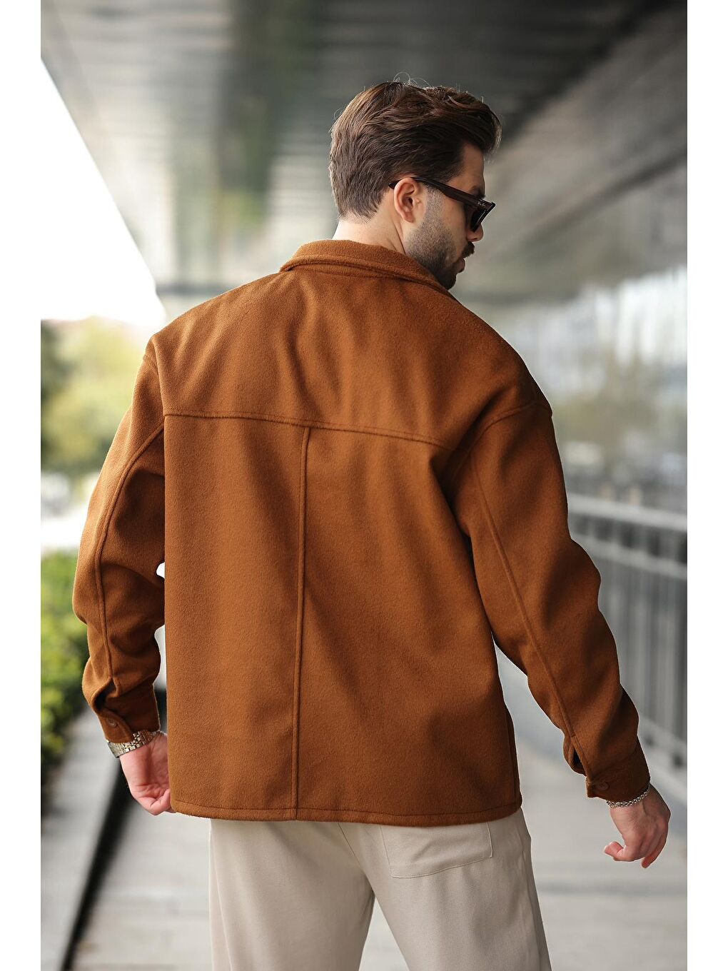 Kahverengi Kaşe Gömlek Erkek Ceket E6765-2