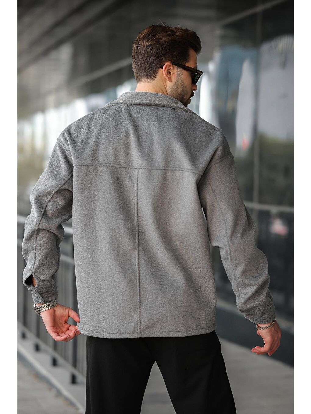 Antrasit Kaşe Gömlek Erkek Ceket E6765-1