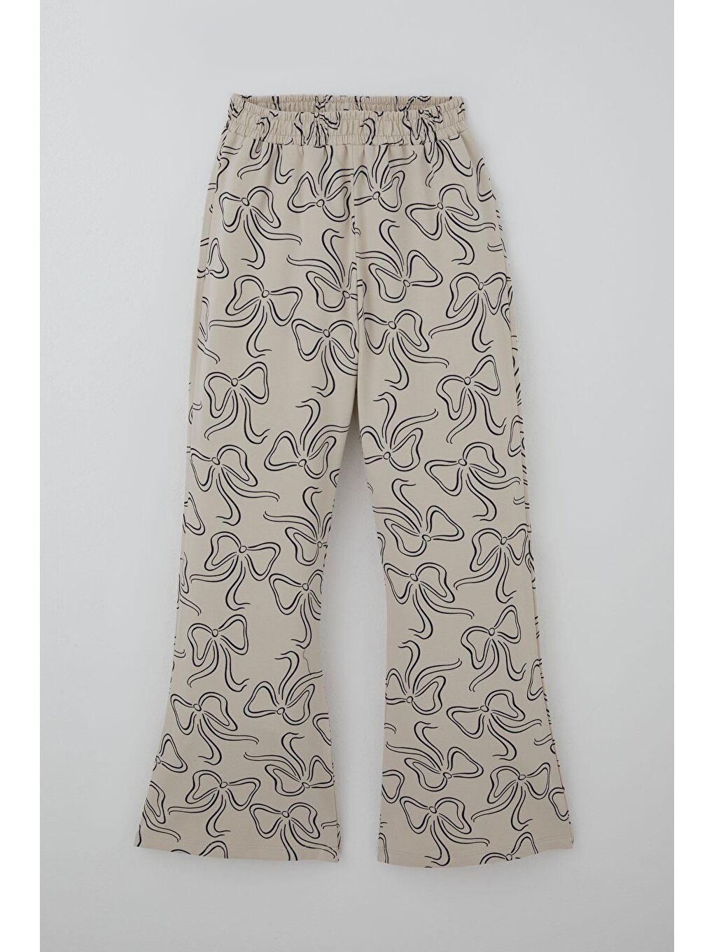 Bej Kız Çocuk Eşofman Takımı Kurdele Desenli Bel Kısmı Lastikli Taş (9-14 Yaş)-2