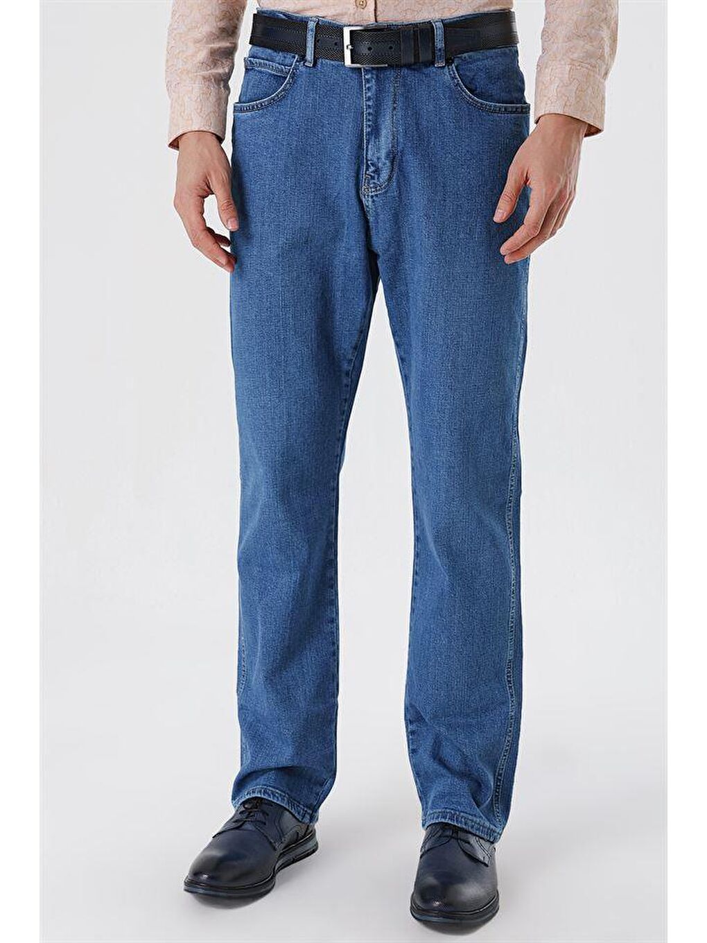 Koyu Mavi Gabardin Pamuklu 5 Cep Comfort Fit Rahat Kesim Casual Denim Jean Pantolon 1023230113-1