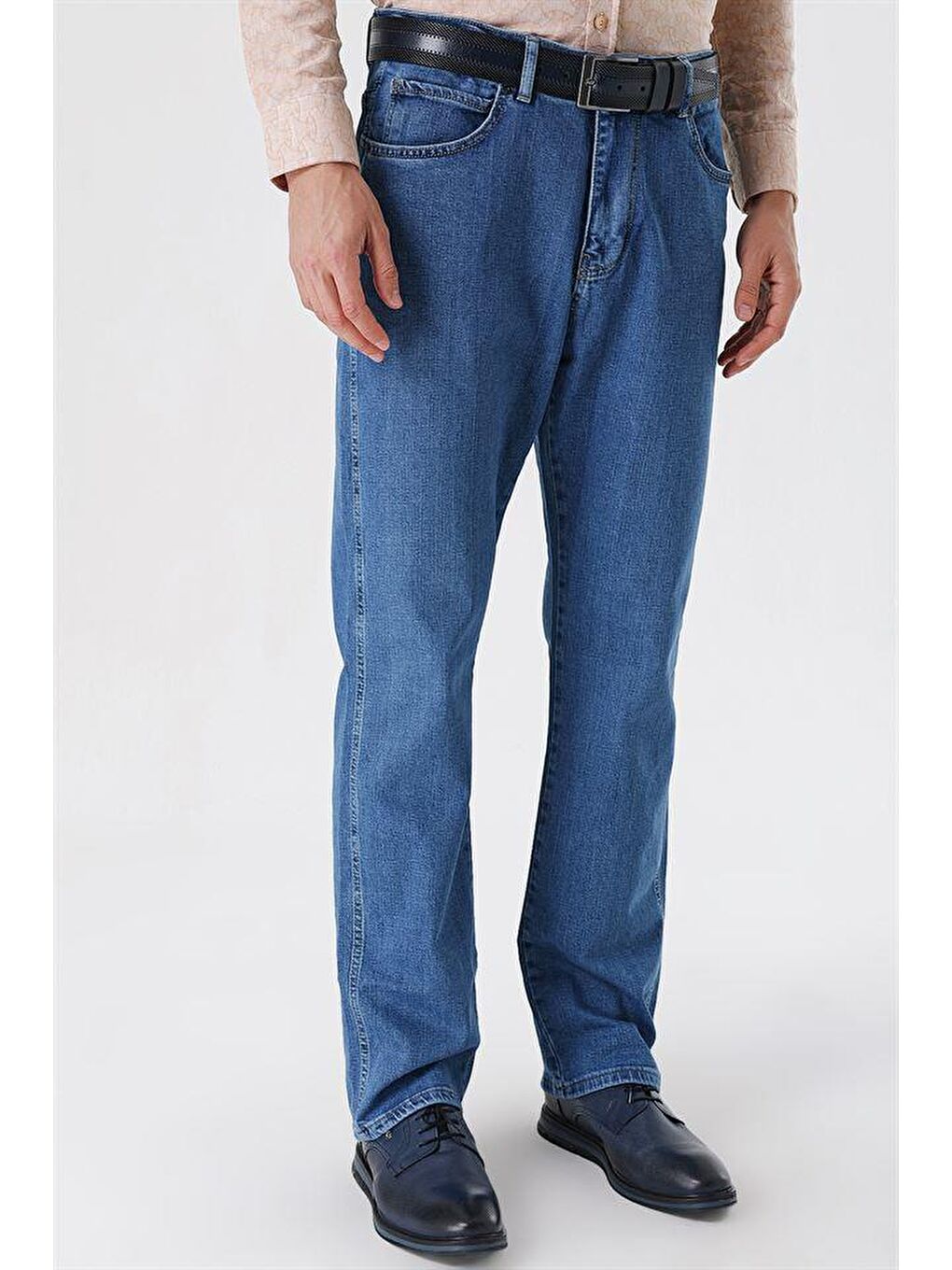 Koyu Mavi Gabardin Pamuklu 5 Cep Comfort Fit Rahat Kesim Casual Denim Jean Pantolon 1023230113-3