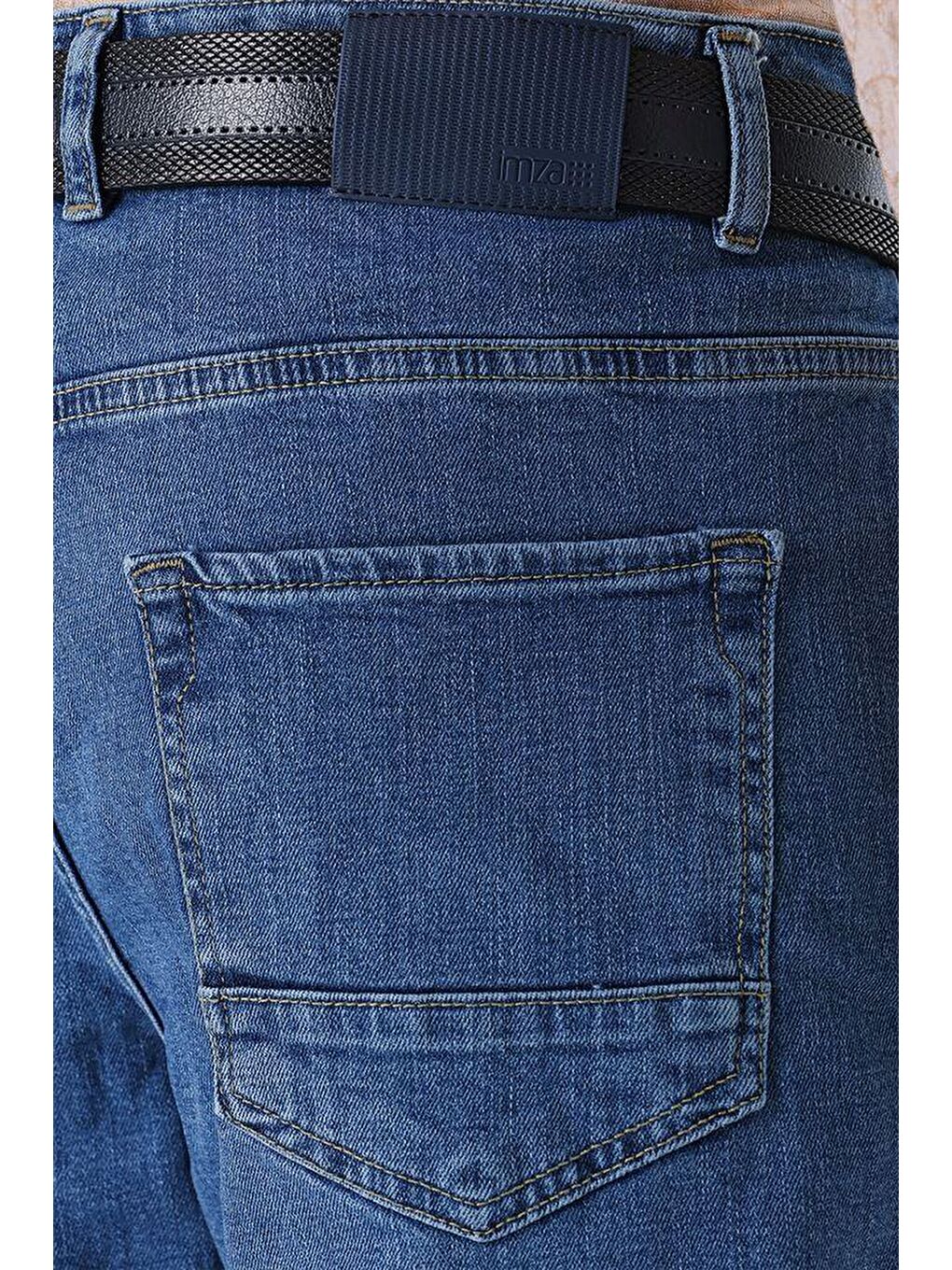 Koyu Mavi Gabardin Pamuklu 5 Cep Comfort Fit Rahat Kesim Casual Denim Jean Pantolon 1023230113-4