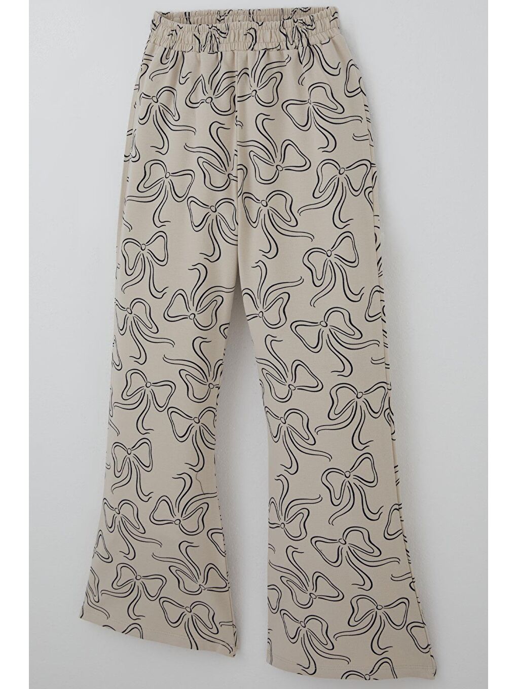 Bej Kız Çocuk Eşofman Takımı Kurdele Desenli Bel Kısmı Lastikli Taş (9-14 Yaş)-6