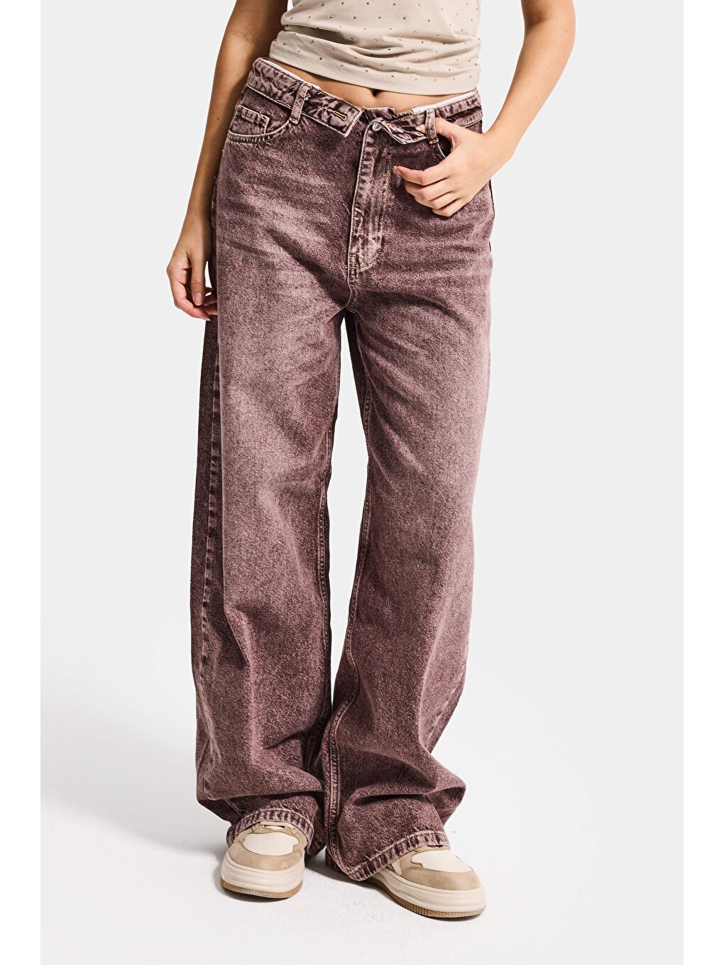 Mavi Kadın Koyu Jean 4s6-157 Straight Fit Kemer Detaylı Özel Tasarım Denim Jean