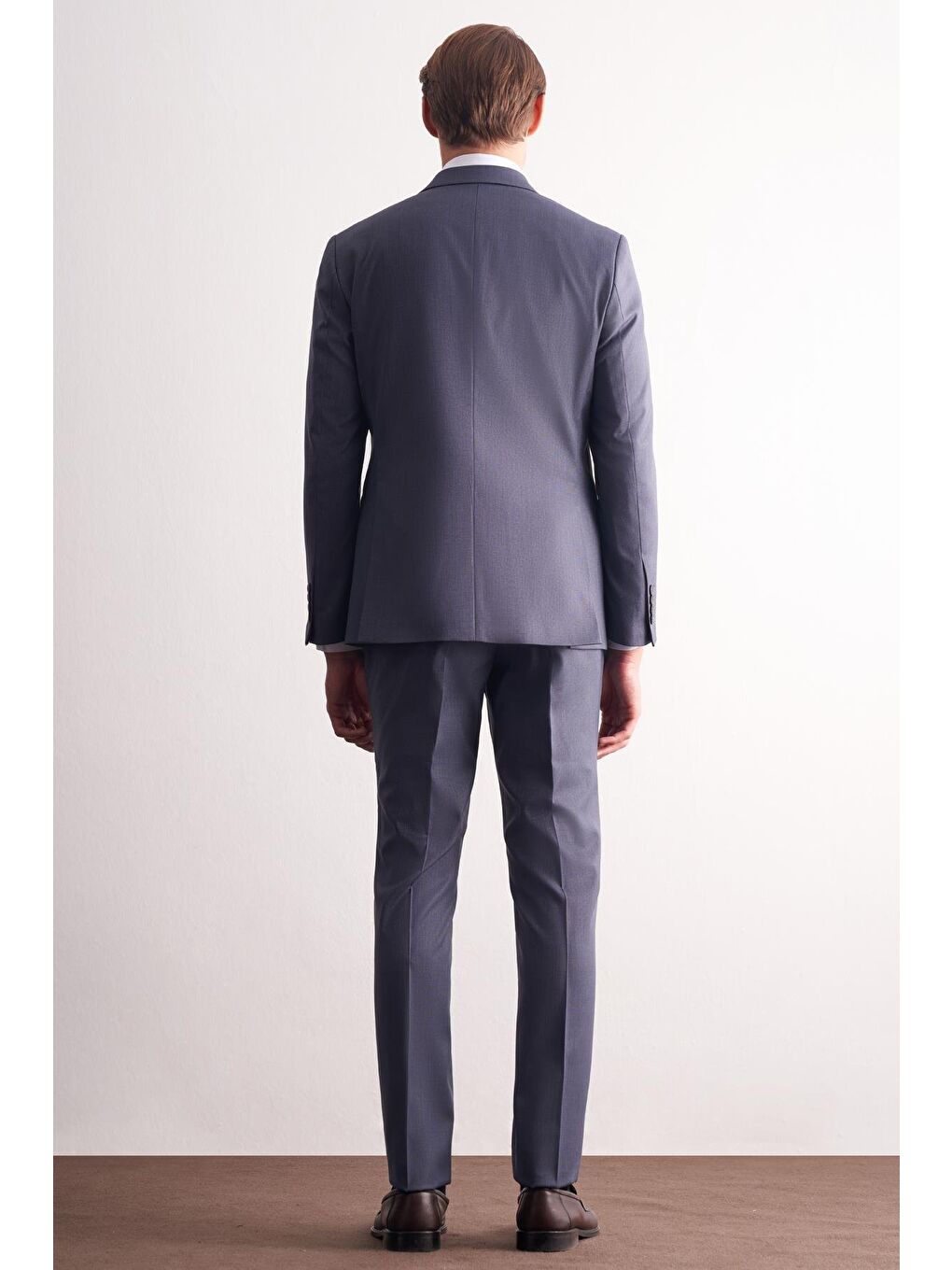 - Lacivert Kırlangıç Yaka Kendinden Desenli Esnek Bel Slim Fit 6 Drop Takım Elbise 1001255168-4