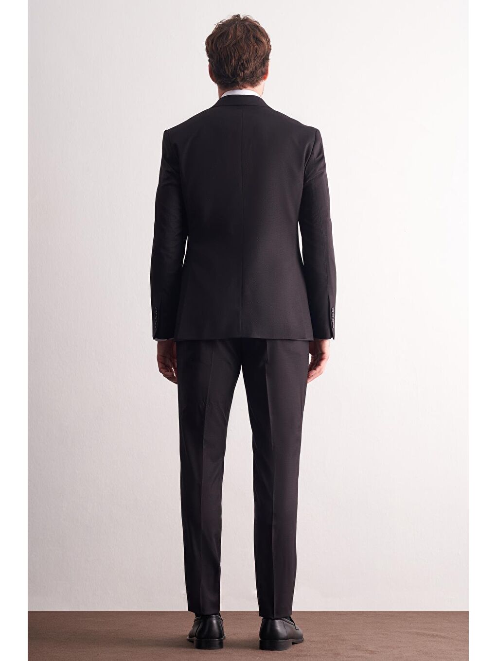 Siyah Kırlangıç Yaka Kendinden Desenli Esnek Bel Slim Fit 6 Drop Takım Elbise 1001255167-4