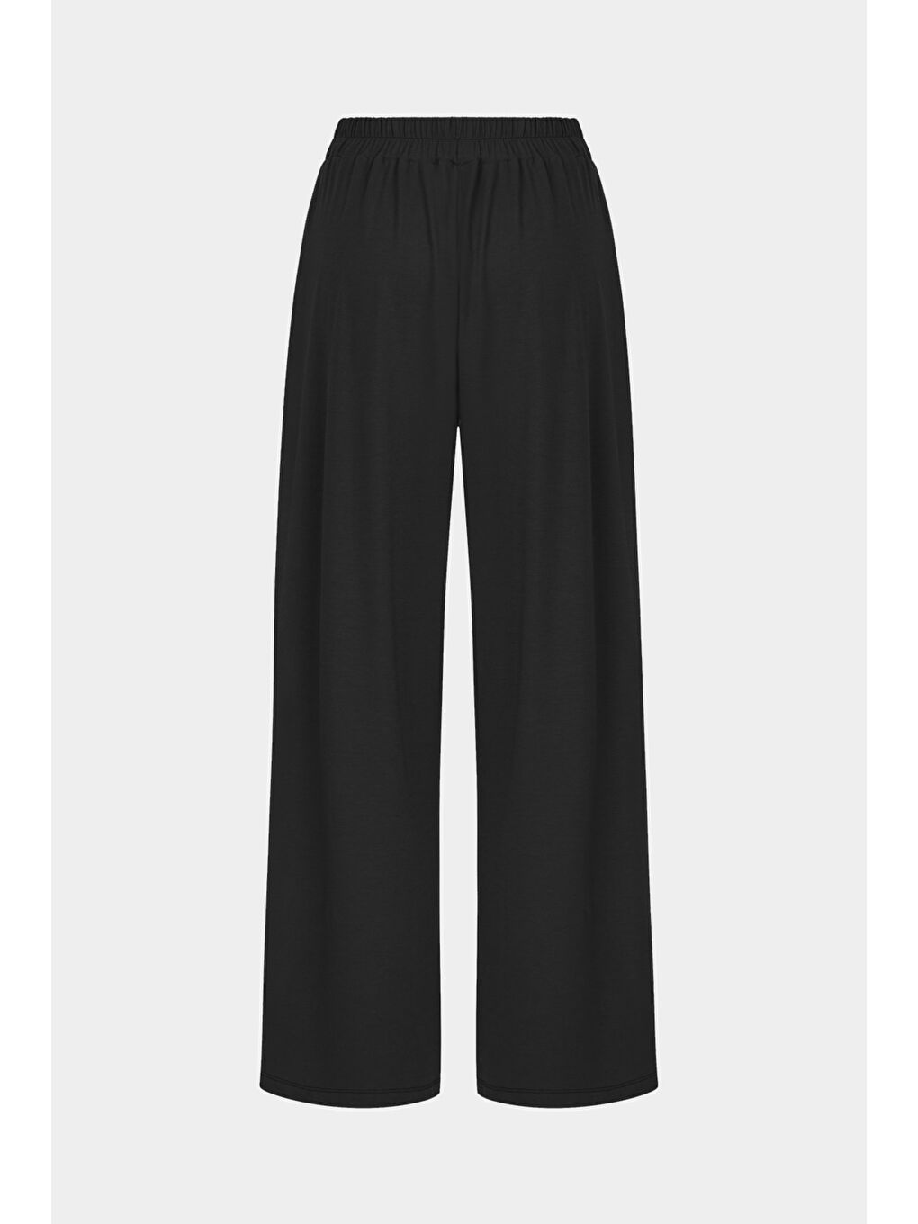 June Siyah Kadın Wide Leg/Geniş Paça Beli Lastikli Dökümlü Pantolon - 1