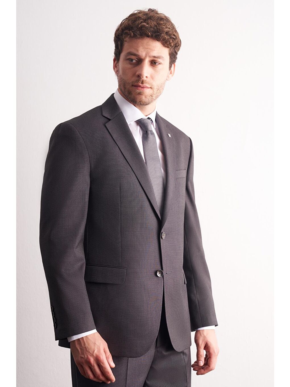 Kahverengi Mono Yaka Kendinden Desenli Esnek Bel 4 Drop Comfort Fit Takım Elbise 1001255169-1