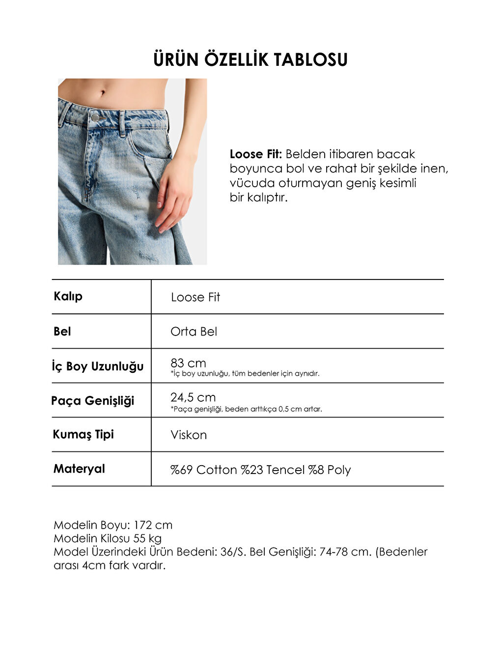 Mavi Kadın T.Kot Rengi 12s6-65 Loose Fit Bol Kesim Özel Tasarım Denim Jean-6