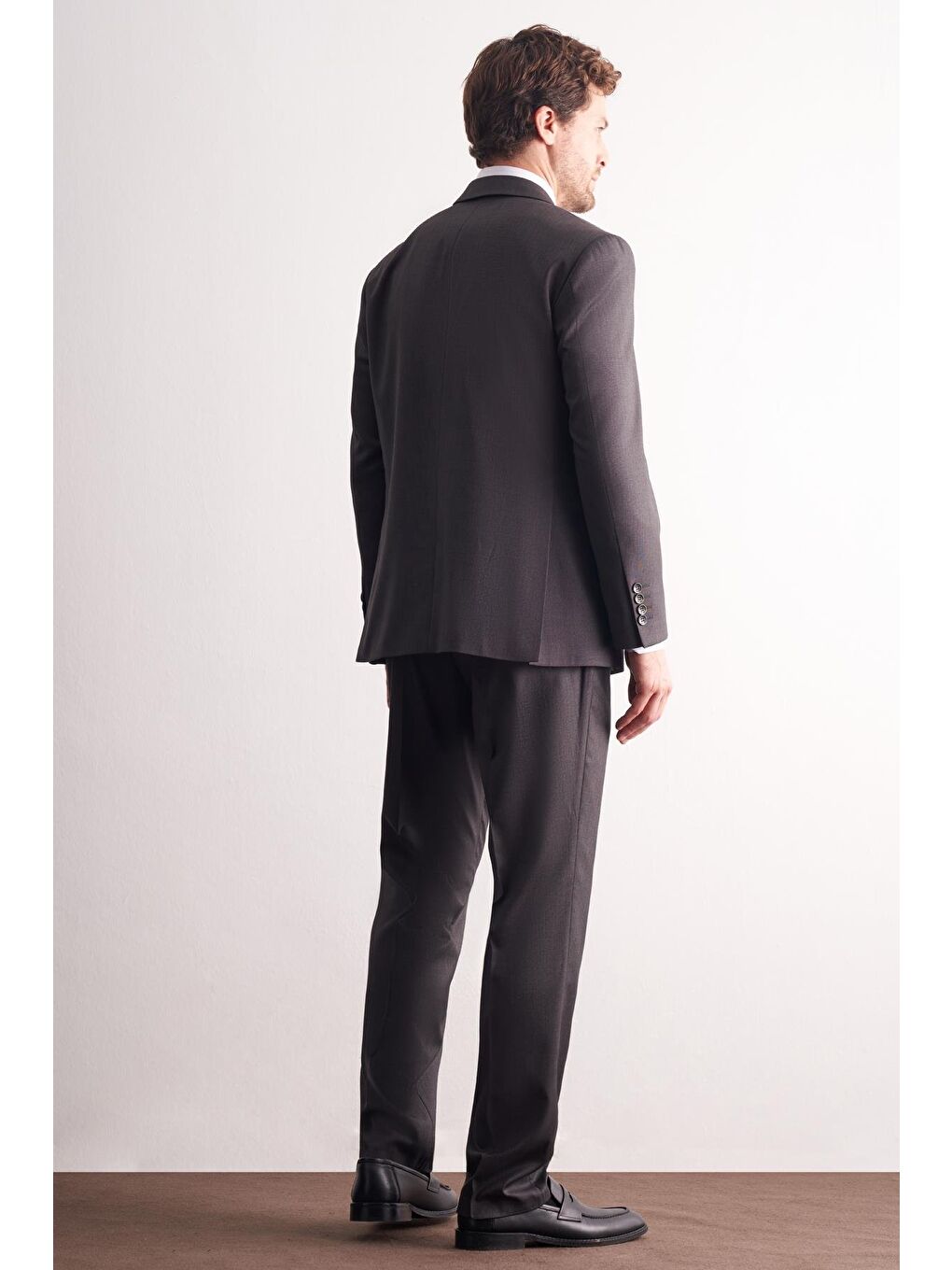 Kahverengi Mono Yaka Kendinden Desenli Esnek Bel 4 Drop Comfort Fit Takım Elbise 1001255169-4