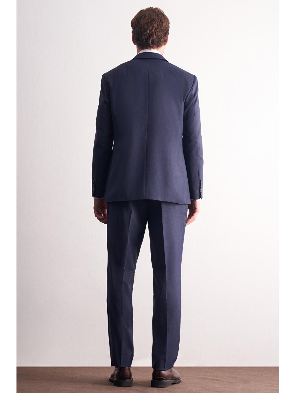 Lacivert Mono Yaka Kendinden Desenli Esnek Bel 4 Drop Comfort Fit Takım Elbise 1001255169-4