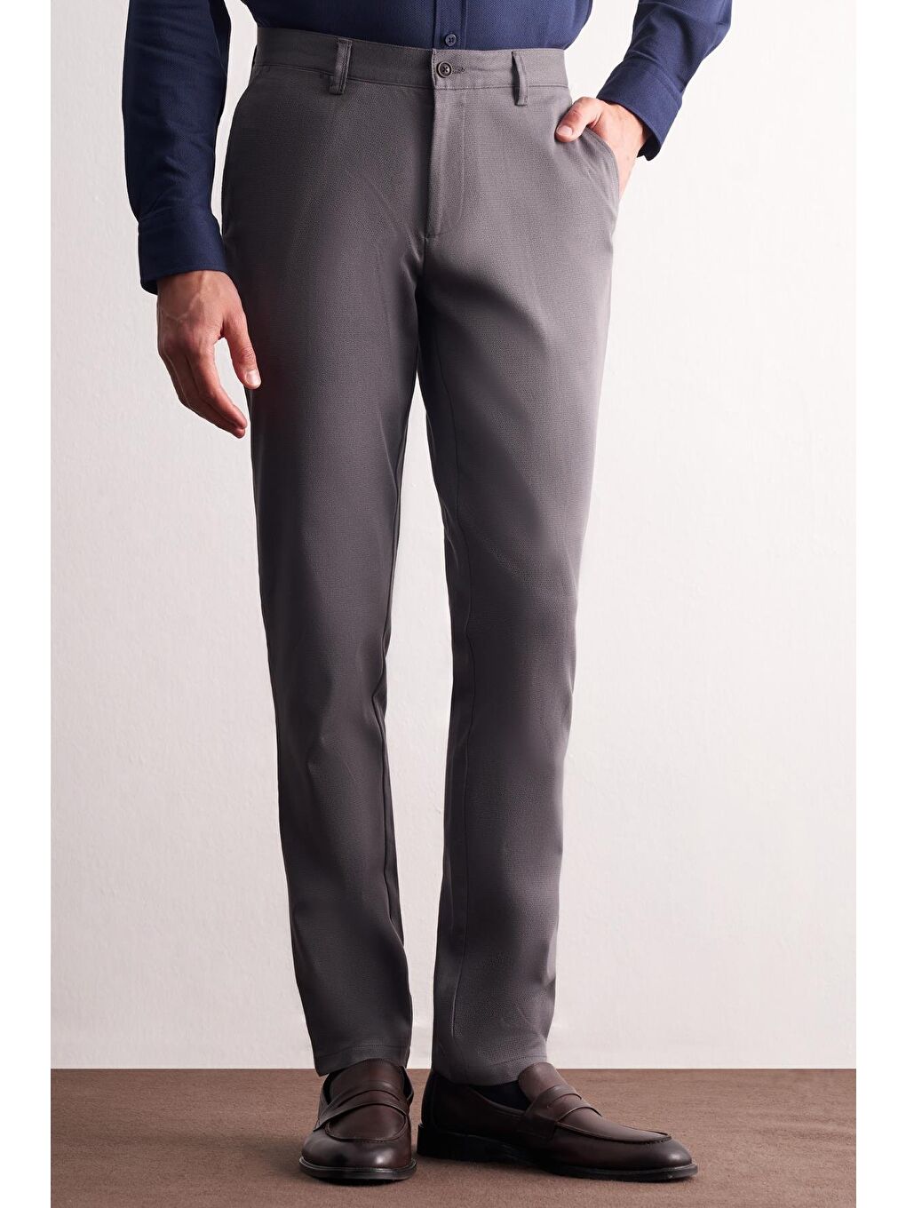 Antrasit Yan Cep Düz Paça Pamuklu Comfort Fit Chino Casual Pantolon 1003255166