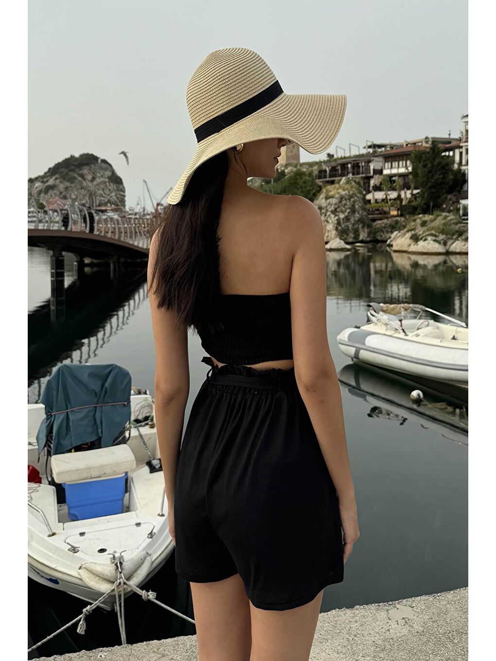 2'Li Bustiyerli Siyah Alt Üst Şort Takım-3