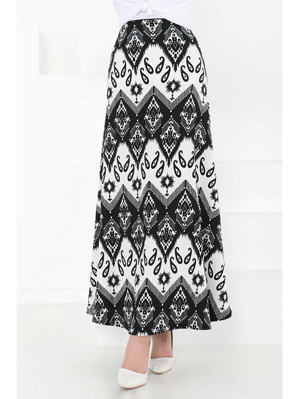 Desenli Kiloş Etek Siyah - 27130-5