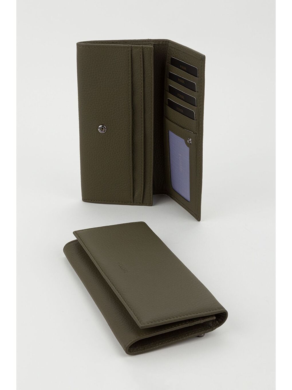 Yeşil Kutulu Hakiki Deri Buz Mavi Büyük Boy Kadın El Portföyü Kartlık Cüzdan