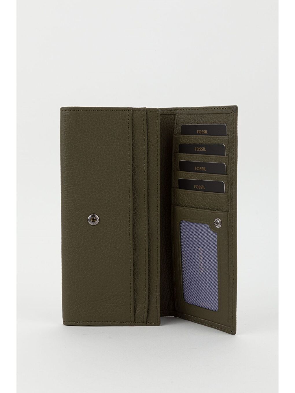 Yeşil Kutulu Hakiki Deri Buz Mavi Büyük Boy Kadın El Portföyü Kartlık Cüzdan-1