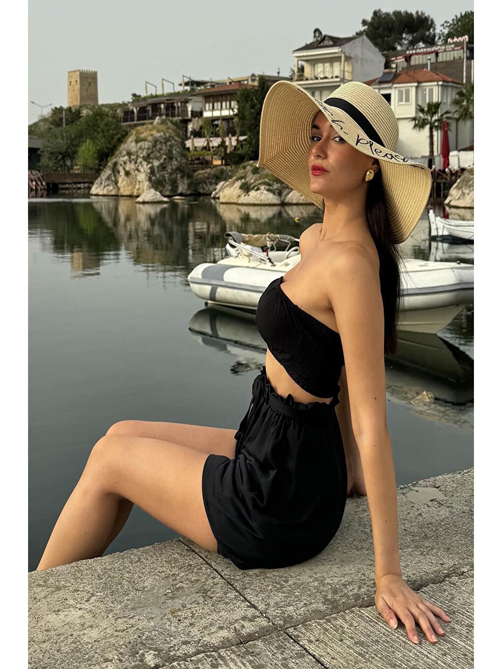 2'Li Bustiyerli Siyah Alt Üst Şort Takım-5